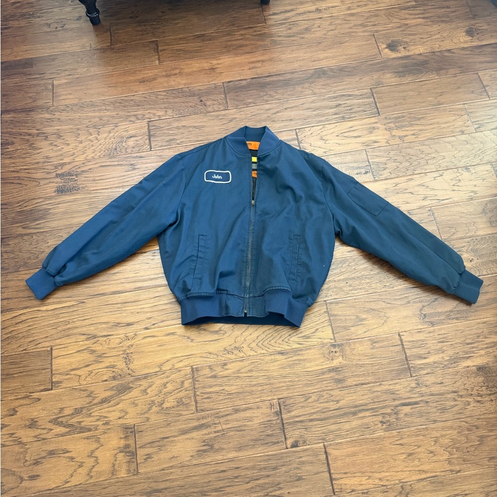 Vintage 90s Retro style bomber workwear blue men's jacket